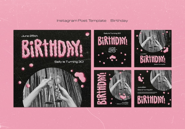 Free PSD birthday celebration instagram posts template