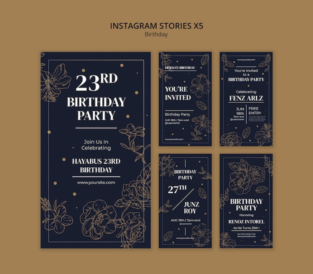 PSD gratuito celebrazione di compleanno instagram stories