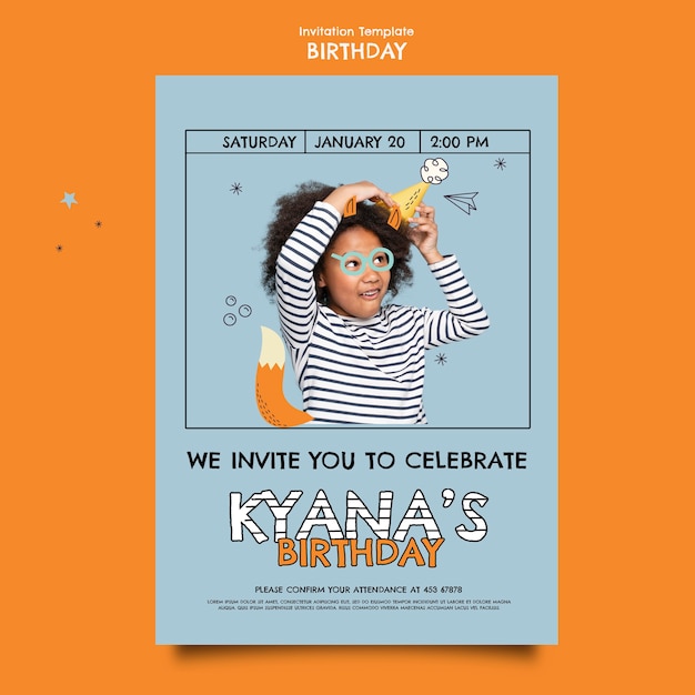 Birthday Celebration Invitation Template Free PSD Download