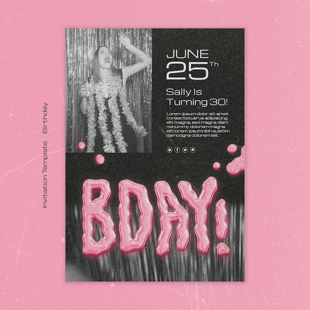 Free PSD birthday celebration invitation template