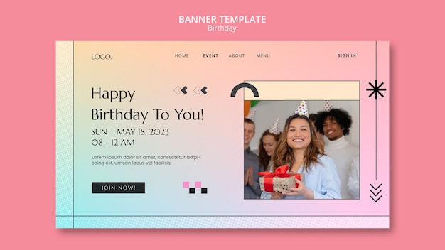 Free PSD birthday celebration landing page template