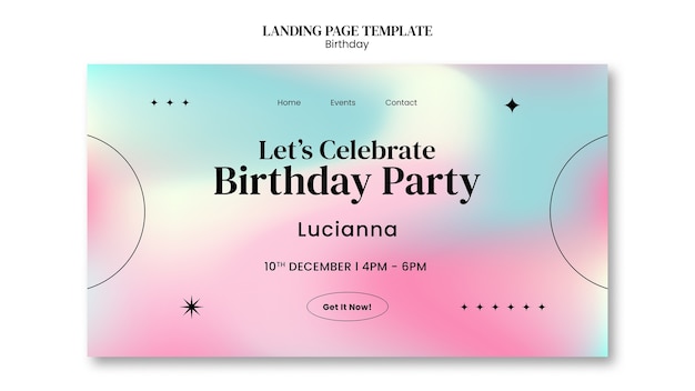 Birthday celebration landing page template