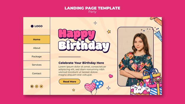 Birthday celebration landing page template