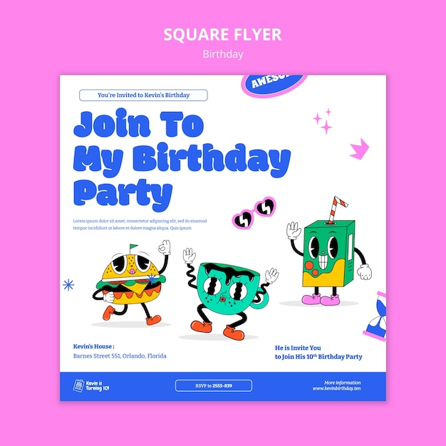 Free PSD birthday celebration square flyer template