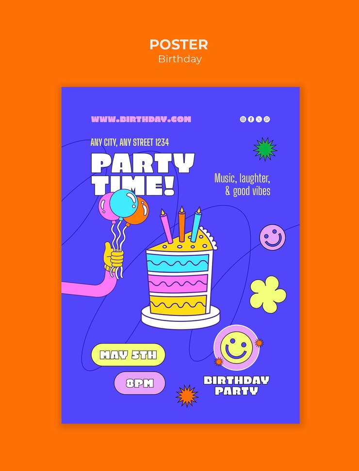 무료 PSD 생일 축하 템플릿