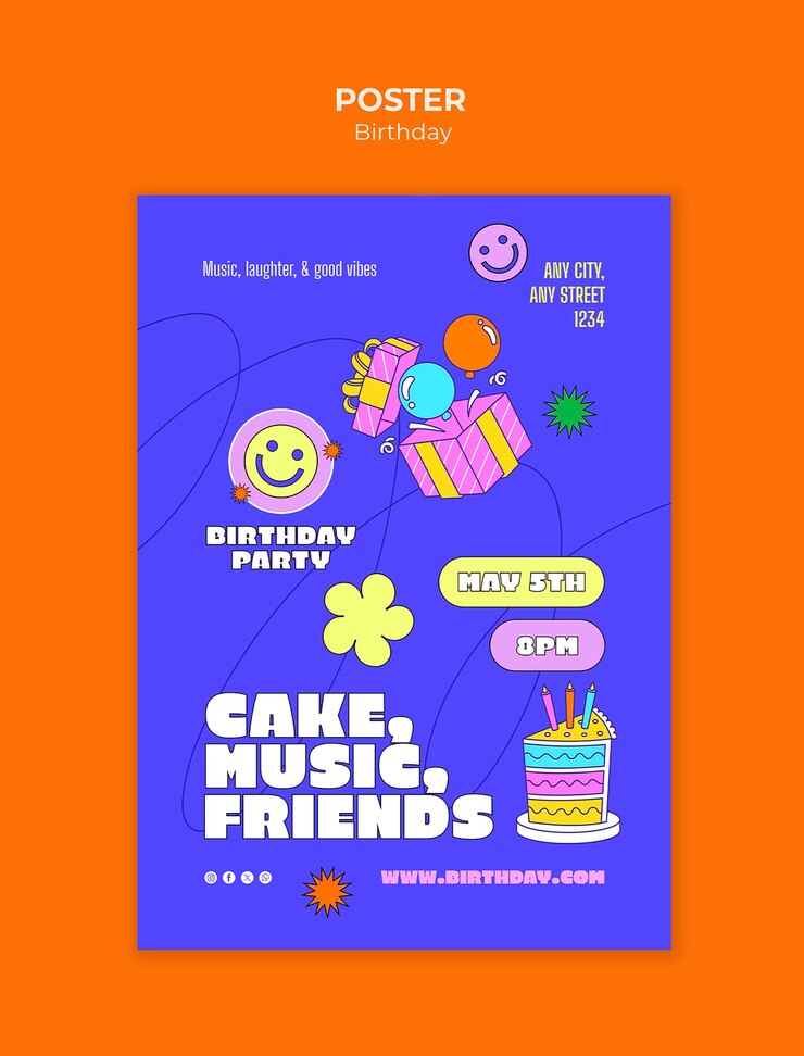 무료 PSD 생일 축하 템플릿