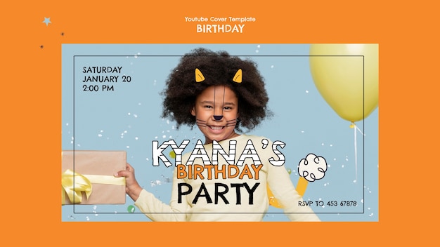 Free PSD birthday celebration youtube cover template