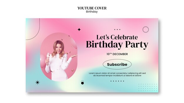 Birthday celebration youtube cover template