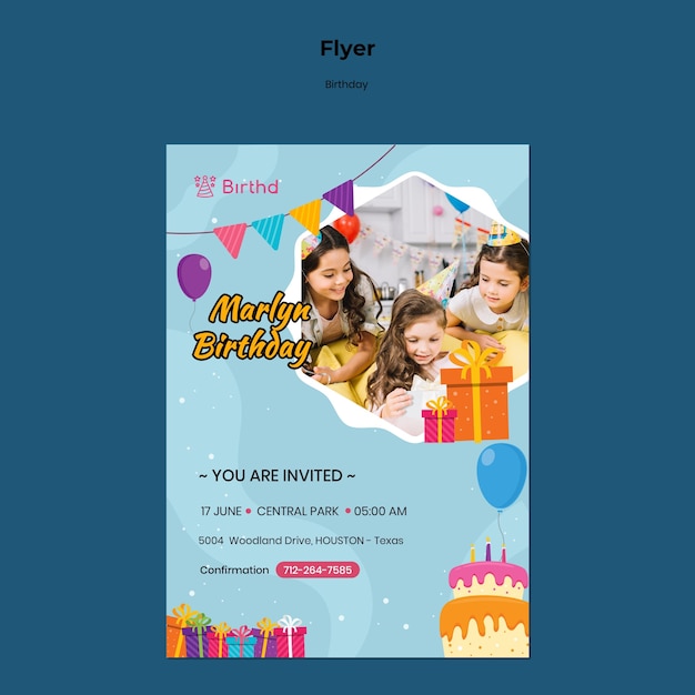 birthday event invitation flyer template