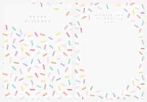 Free PSD birthday greeting card template psd with confetti sprinkle set