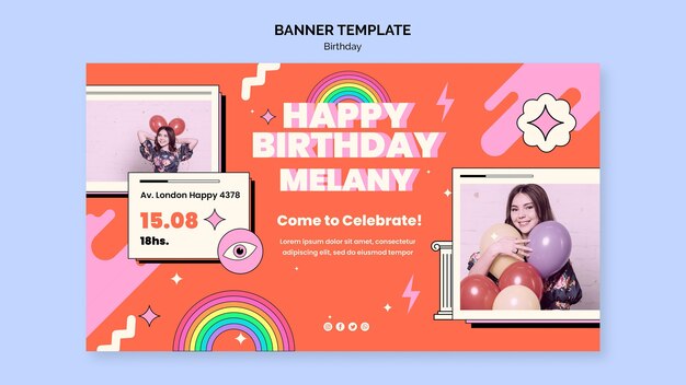 Birthday horizontal banner template