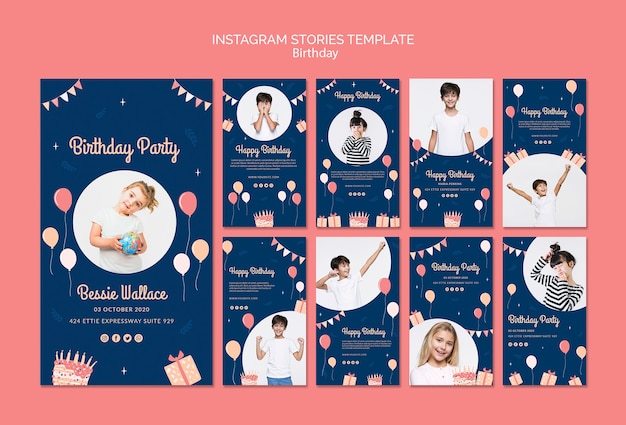 Free PSD birthday instagram stories template