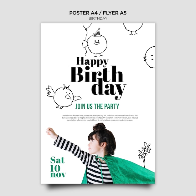 Free PSD birthday invitation flyer template