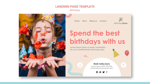 無料PSD 誕生日のランディングページ