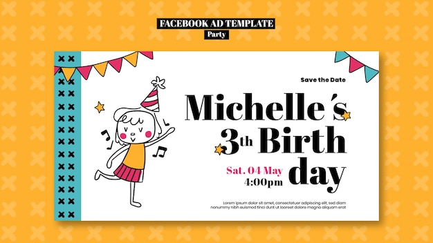 Birthday party celebration facebook template