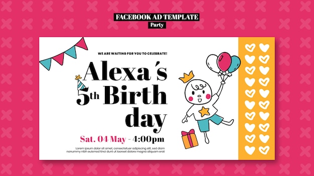 Free PSD birthday party celebration facebook template