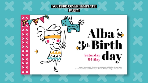 無料PSD 誕生日パーティーのお祝いのyoutubeカバー