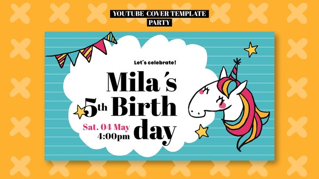 Free PSD birthday party celebration youtube cover