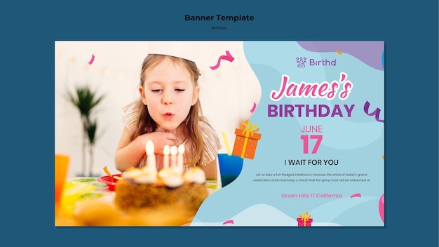 Free PSD birthday party horizontal banner template