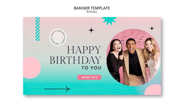 Free PSD birthday party horizontal banner template