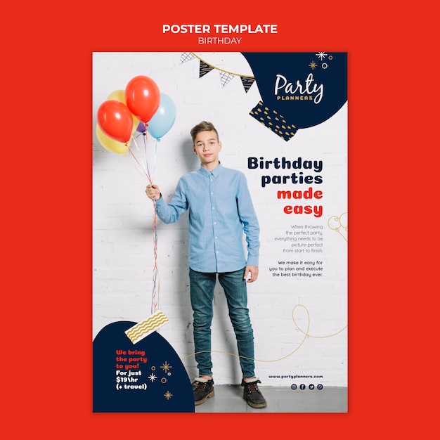 PSD gratuito modello di poster festa di compleanno