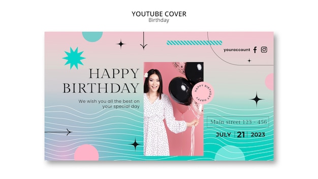 Free PSD birthday party youtube cover template