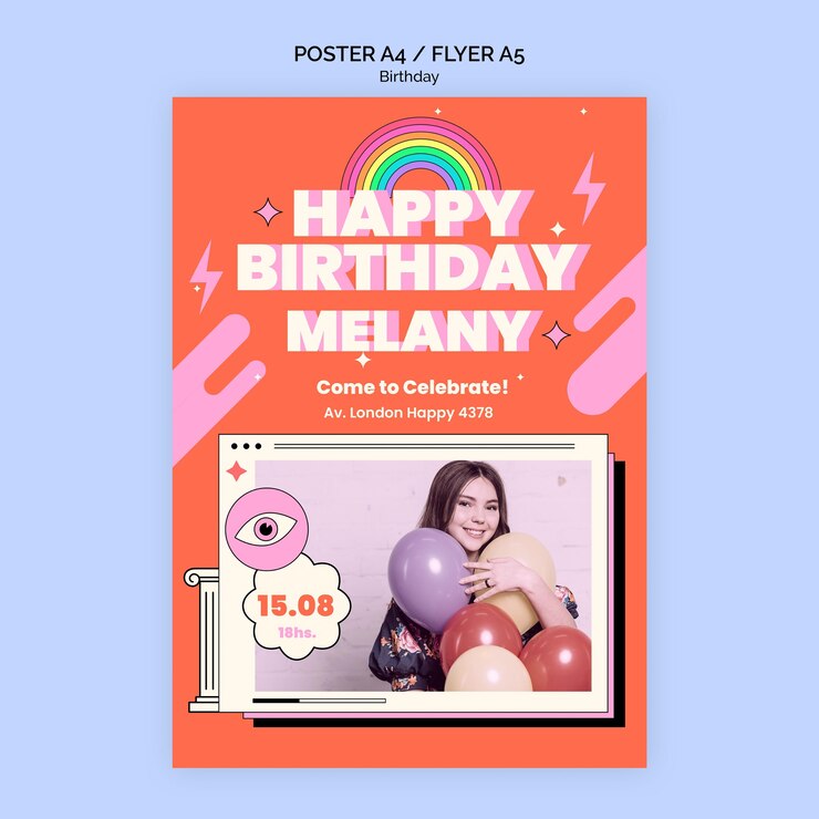 무료 PSD 생일 포스터 또는 전단지 서식 파일