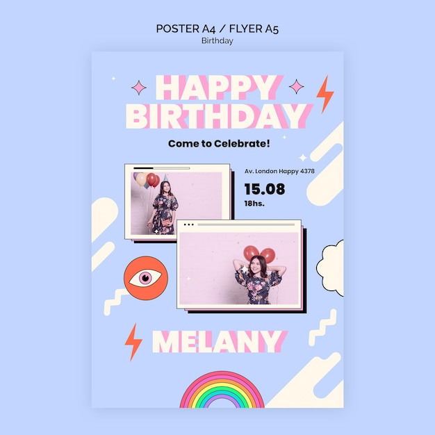 Free PSD birthday poster or flyer template