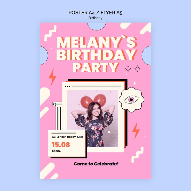 무료 PSD 생일 포스터 또는 전단지 서식 파일