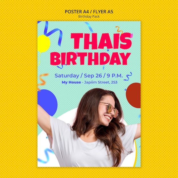 Free PSD birthday poster template