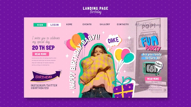 Free PSD birthday template design