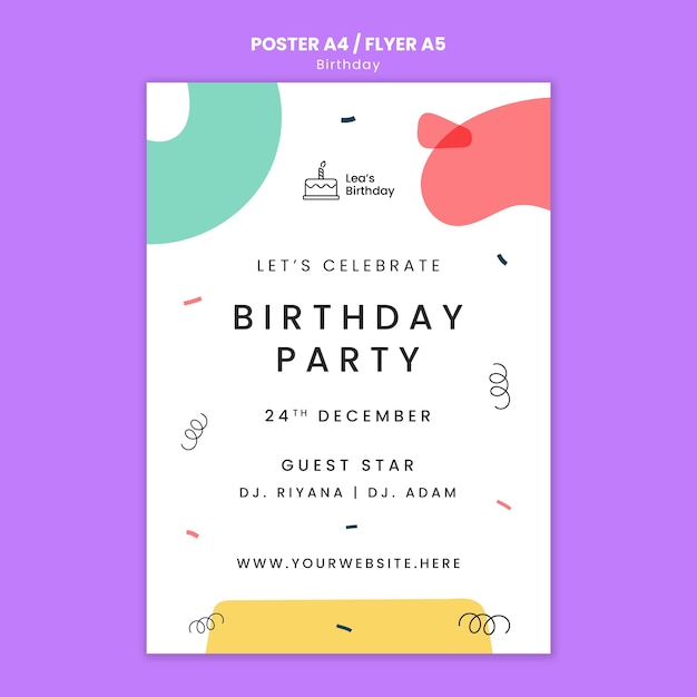 Бесплатный PSD Дизайн шаблона для дня рождения