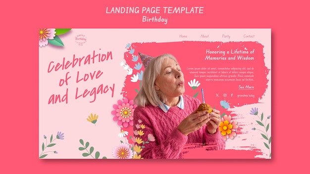 Free PSD birthday template design