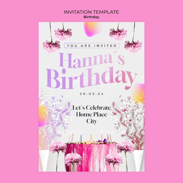 Free PSD birthday template design