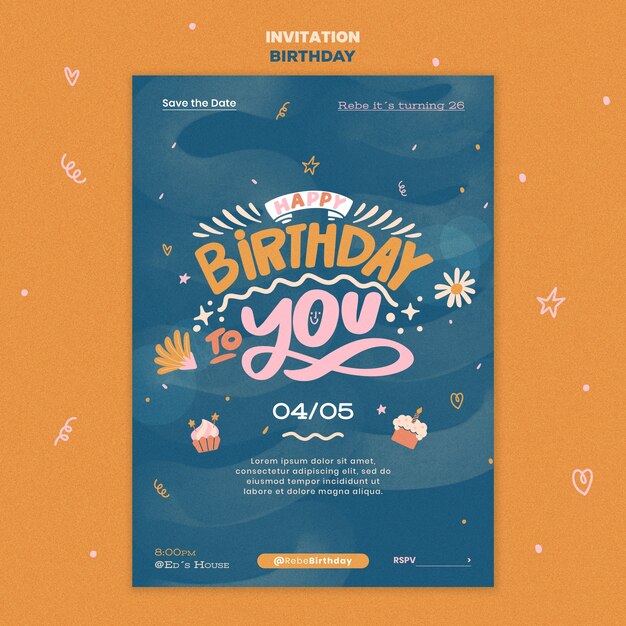 Free PSD birthday template design