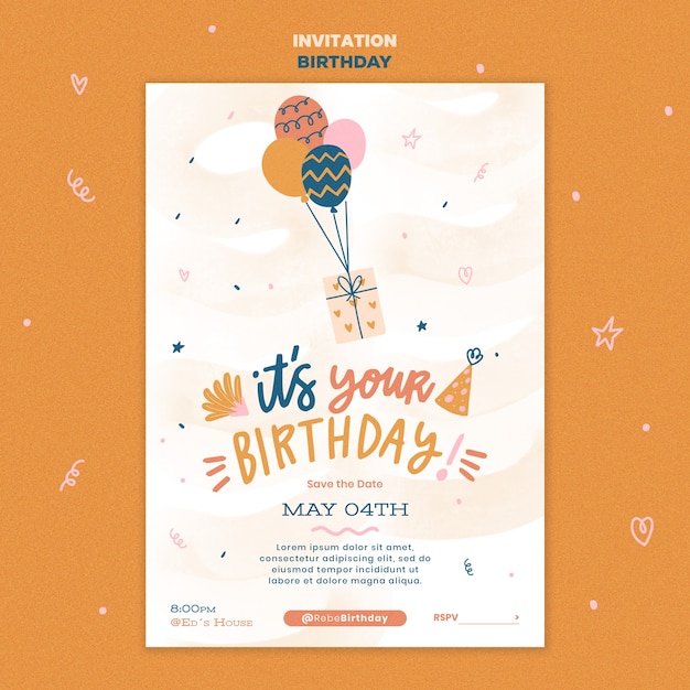 Free PSD birthday template design