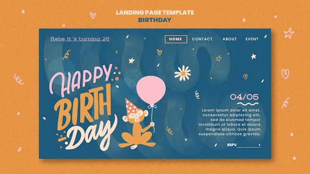 Free PSD birthday template design