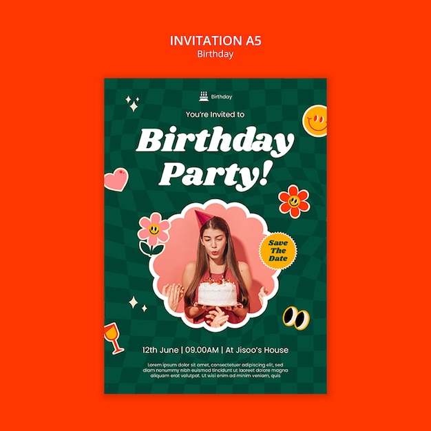 Free PSD birthday template design