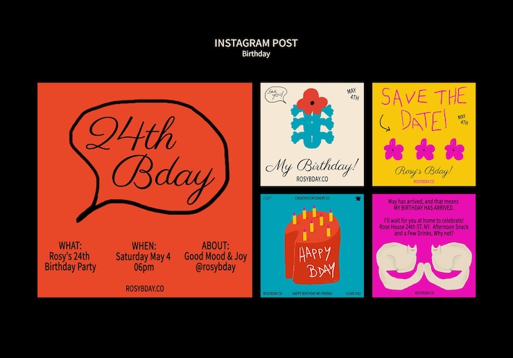 Free PSD birthday template design