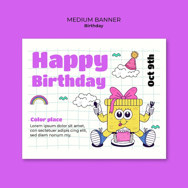 Free PSD birthday template design