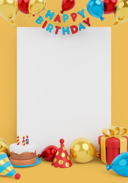 PSD gratuito banner vuoto per le vendite verticali di compleanno