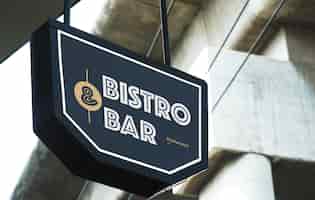 Free PSD bistro and bar restaurant board mockup
