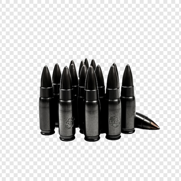 Бесплатный PSD Черные боеприпасы в 5 56 мм изолированы на прозрачном фоне