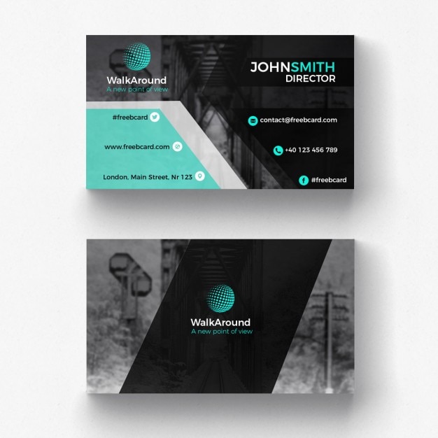 Black and turquoise corporate card template