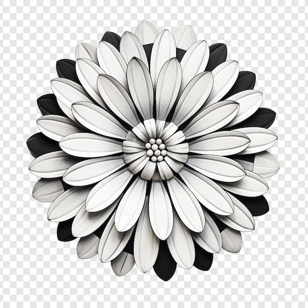 無料PSD 透明な背景に隔離された黒と白の花のモザイク