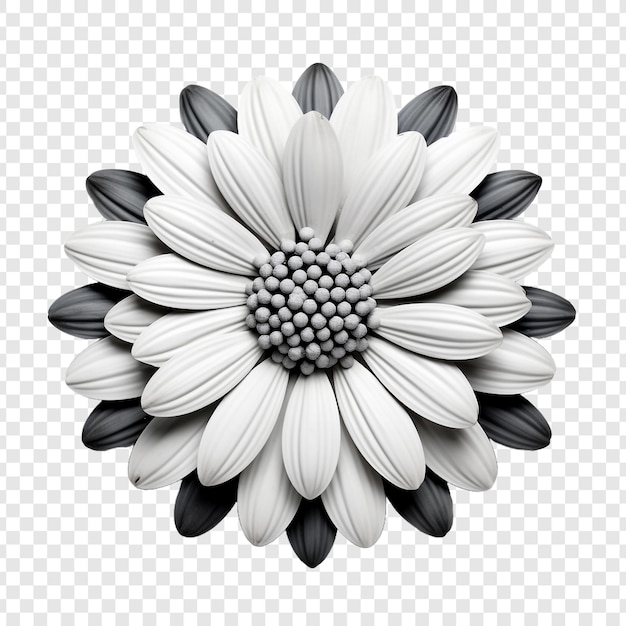 無料PSD 透明な背景に隔離された黒と白の花のモザイク