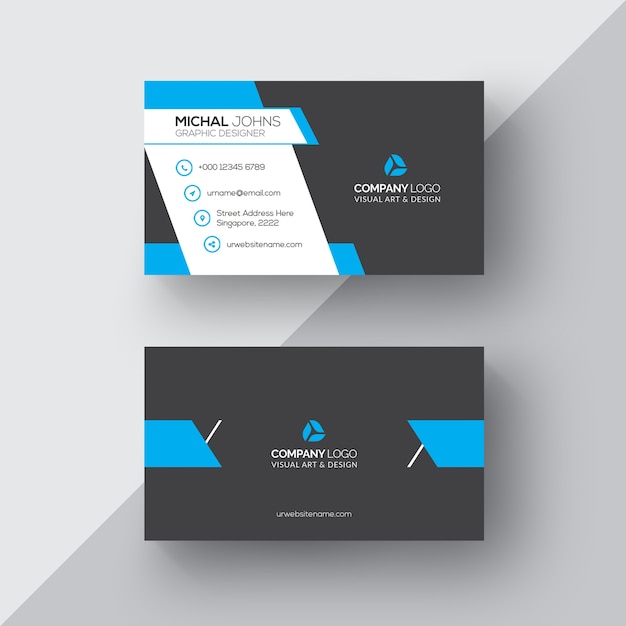 Free PSD black and blue business card