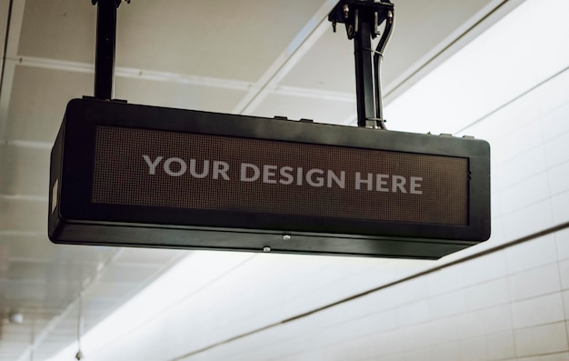 Black board mockup in an airport