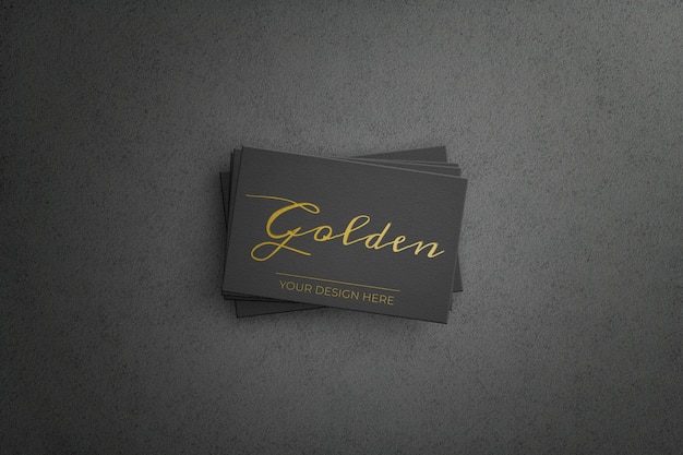 Black bussiness card with golden design