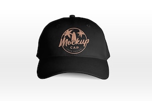 Black cap front view mockup